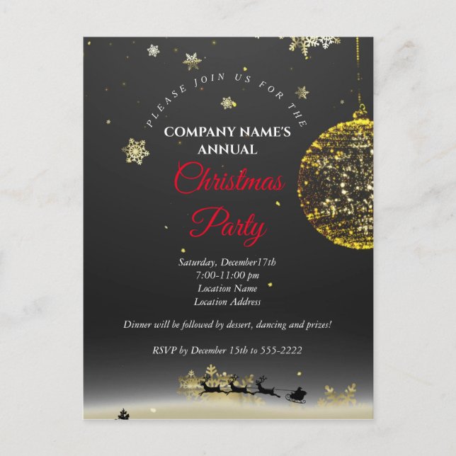 A simple elegant Christmas party invitation  Postcard (Front)