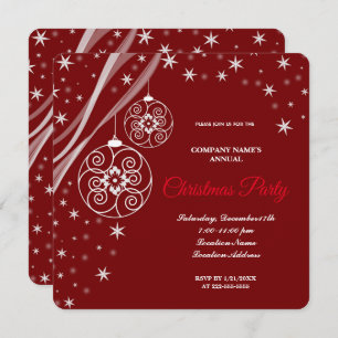 A simple  Elegant Red Christmas Party Invitation 