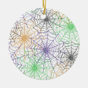 A Simple Halloween Spider's Web Pattern Ceramic Ornament