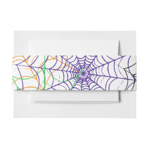 A Simple Halloween Spider's Web Pattern Invitation Belly Band