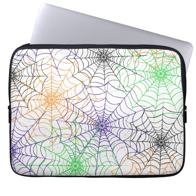A Simple Halloween Spider's Web Pattern Laptop Sleeve (Front)