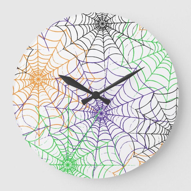 A Simple Halloween Spider's Web Pattern Large Clock (Front)