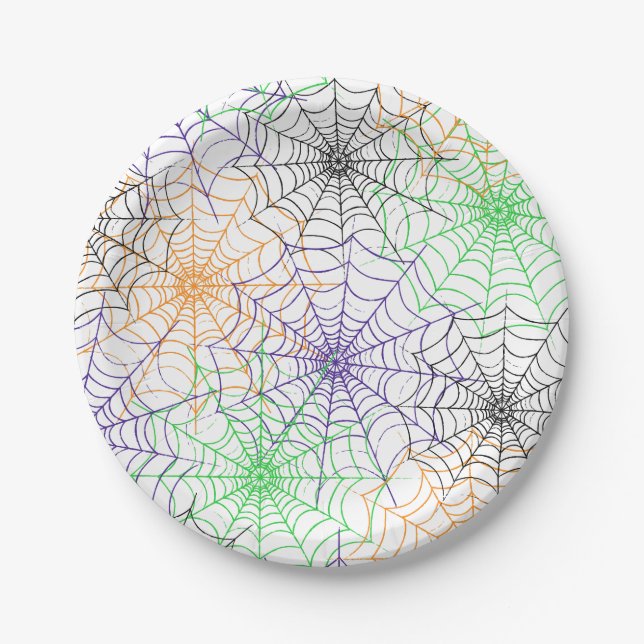 A Simple Halloween Spider's Web Pattern Paper Plate (Front)