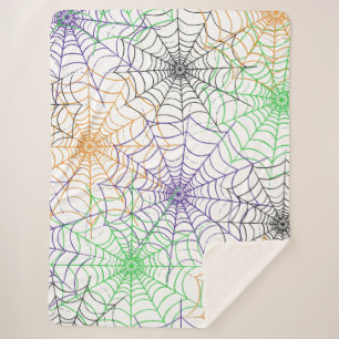 A Simple Halloween Spider's Web Pattern Sherpa Blanket