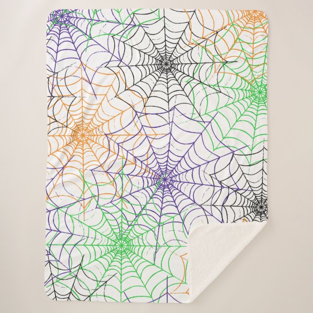 A Simple Halloween Spider's Web Pattern Sherpa Blanket (Front)