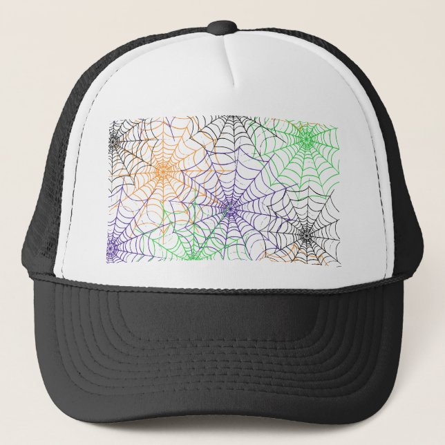 A Simple Halloween Spider's Web Pattern Trucker Hat (Front)