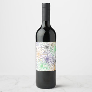 A Simple Halloween Spider's Web Pattern Wine Label