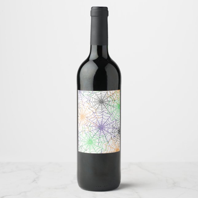 A Simple Halloween Spider's Web Pattern Wine Label (Front)