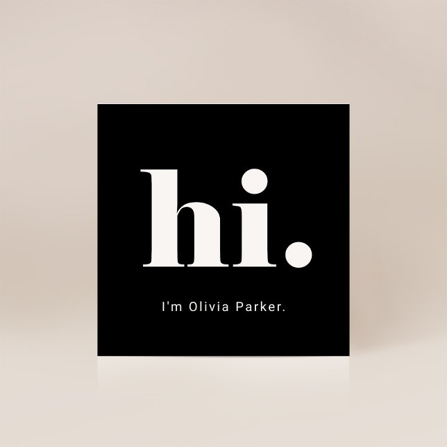 A Simple Hello | Bold and Modern Typography Square Business Card (Creator Uploaded)