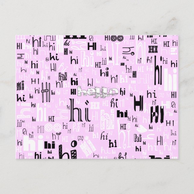 A Simple Hello Part Deux Postcards - Pink (Front)