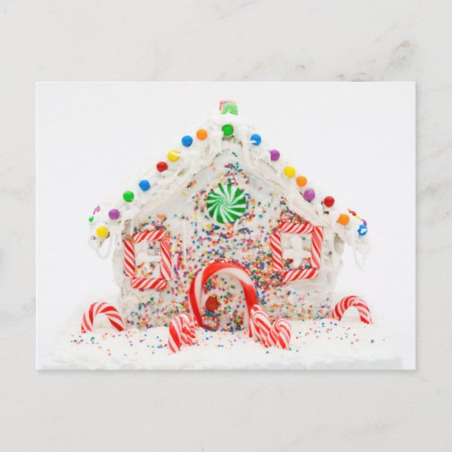A simple home made gingerbread house postcard (Front)