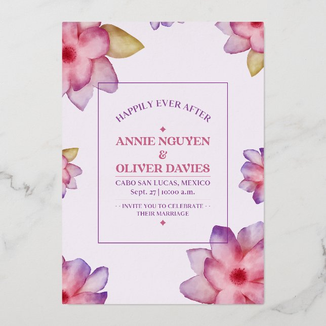 A Simple Lovely Floral Wedding Invitation  (Front)