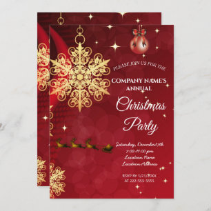 A simple red elegant Christmas party invitation