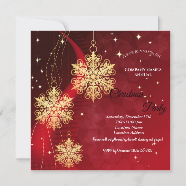 A simple  red  elegant Christmas party invitation  (Front)
