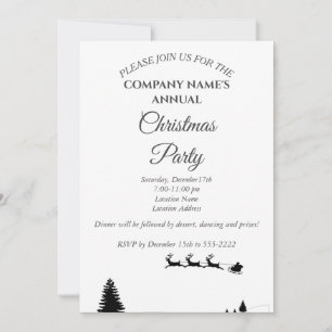 A simple white elegant Christmas party invitation