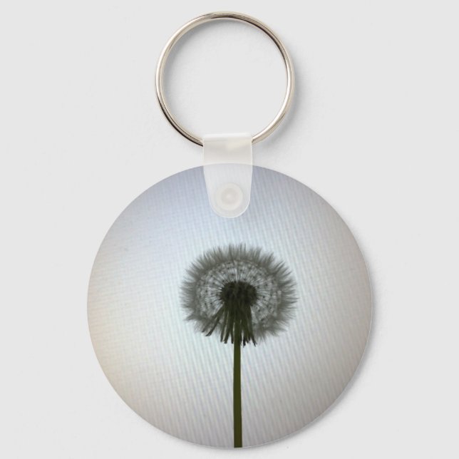 A Single Dandelion Against a White Backdrop Key Ring (Front)