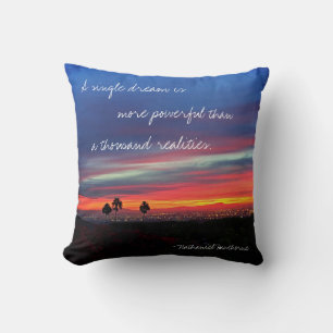 A Single Dream Is Quote Orange Blue Sunset Photo Cushion