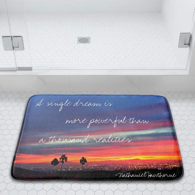 A Single Dream Quote Orange Blue Sunset Photo Bold Bath Mat (Creator Uploaded)
