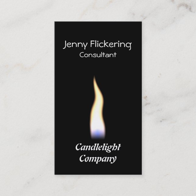 A single flame on a black background business card (Front)