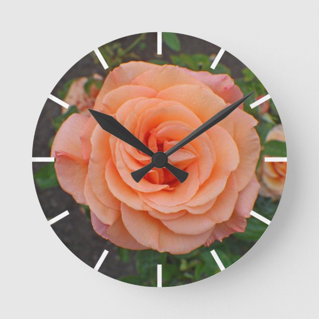 A Single Orange Flower Round Clock (Front)