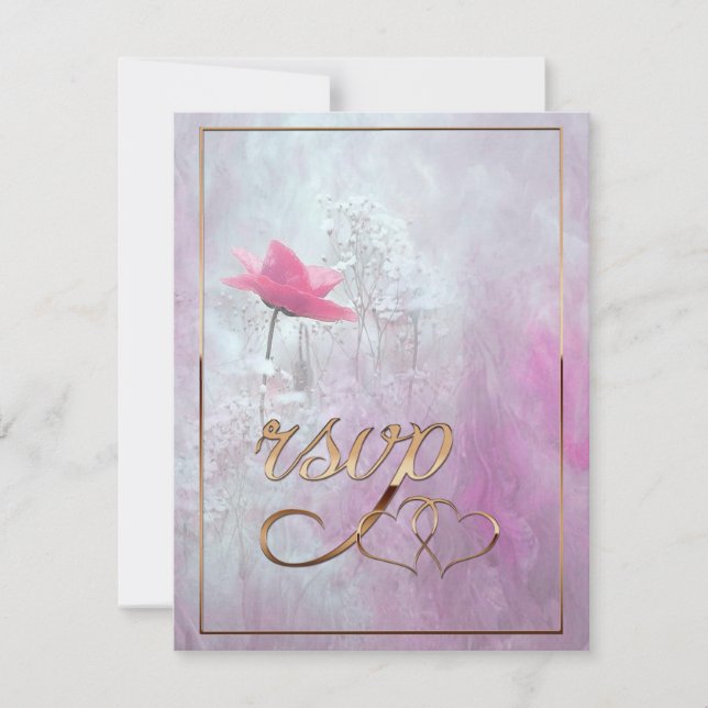 A Single Pink Rose/Gold Trim Card (Front)