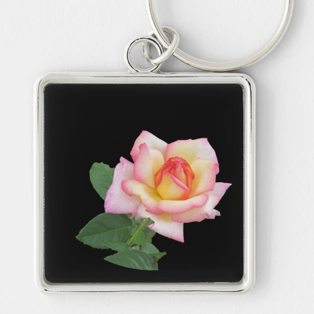 A Single Pink Rose Key Ring (Front)