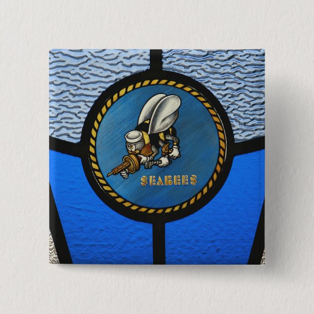 A single Seabee logo 15 Cm Square Badge (Front)