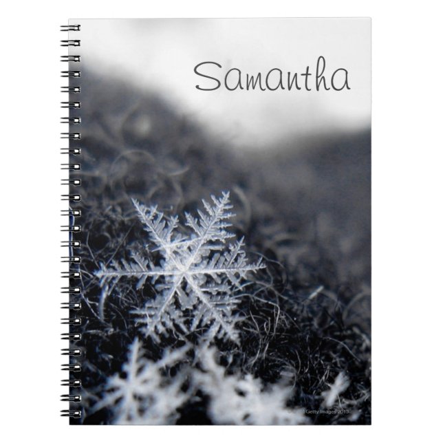 A single snowflake on stands out notebook (Front)