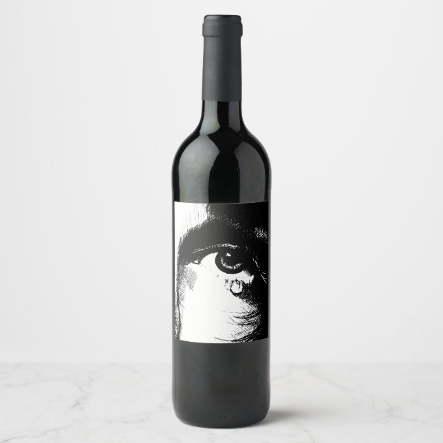A single tear on the girl's sad face. Graphics, sk Wine Label (Front)