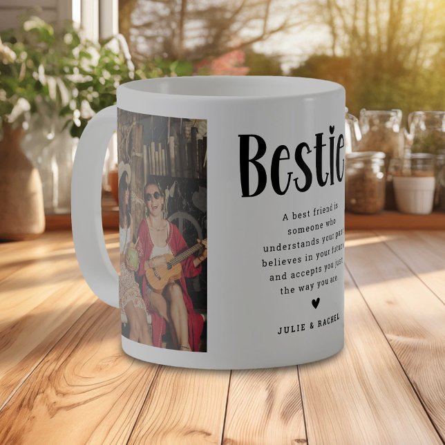 A Sip of Love: 2 Photo & Quote Bestie Coffee Mug (Creator Uploaded)