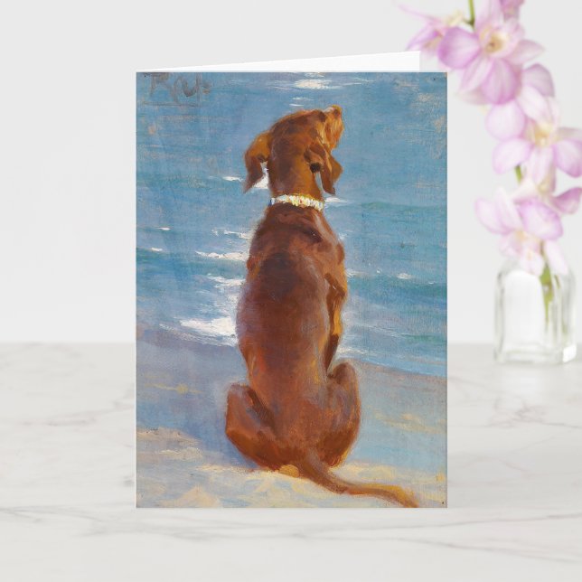 A sitting brown dog by P.S. Kroyer Card (Orchid)