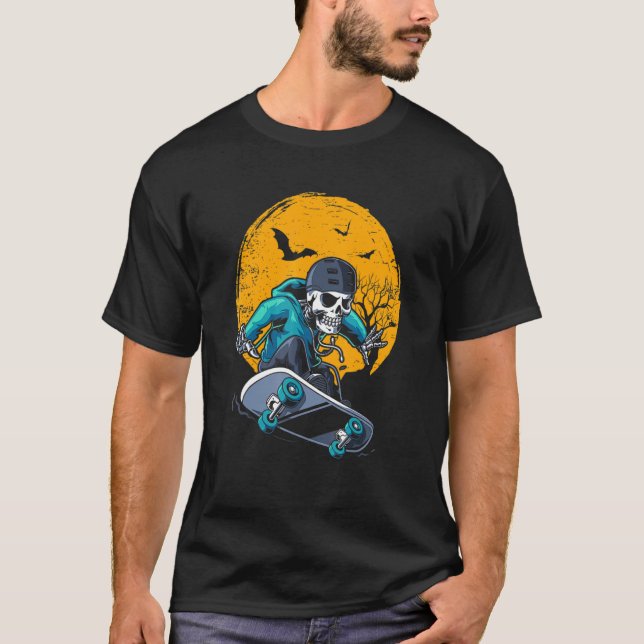 A Skeletal Skateboard Playing Cruiser Skateboard P T-Shirt (Front)
