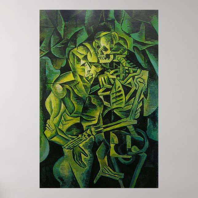A Skeleton Embracing A Zombie Halloween Horror Poster (Front)