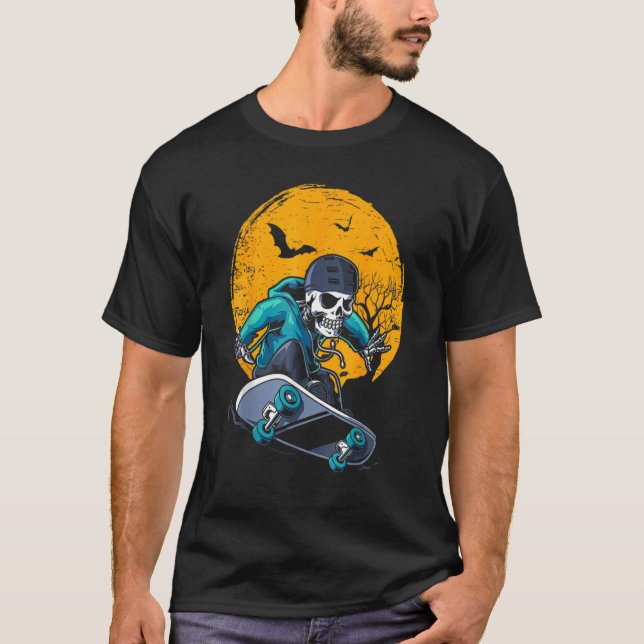 A Skeleton Skateboard Playing Cruiser Skateboard S T-Shirt (Front)