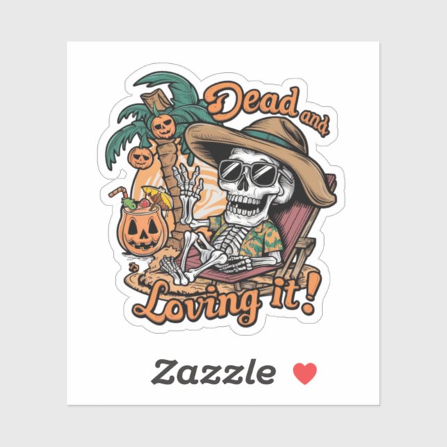 A skeleton wearing sunglasses and lounging on a be (Sheet)