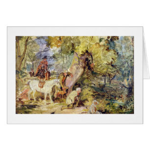 A Sketch for 'Foresters Stalking Deer' (oil over c