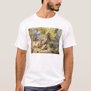 A Sketch for 'Foresters Stalking Deer' (oil over c T-Shirt