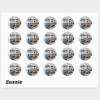 A skilfully designed poster for coffee lovers. classic round sticker