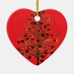 A Skinny Valentine's Day Tree on a Ceramic Ornament