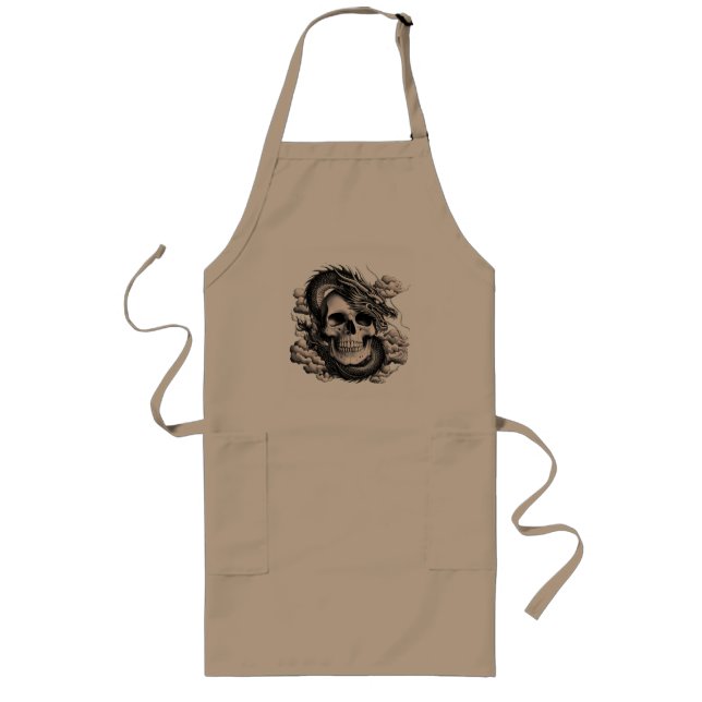 A SKULL AND A DRAGON Long Apron (Front)