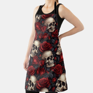 A Skull and Roses Series Design 10 Apron