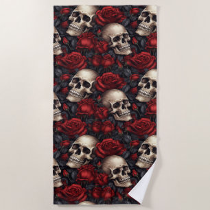 A Skull and Roses Series Design 10 Beach Towel