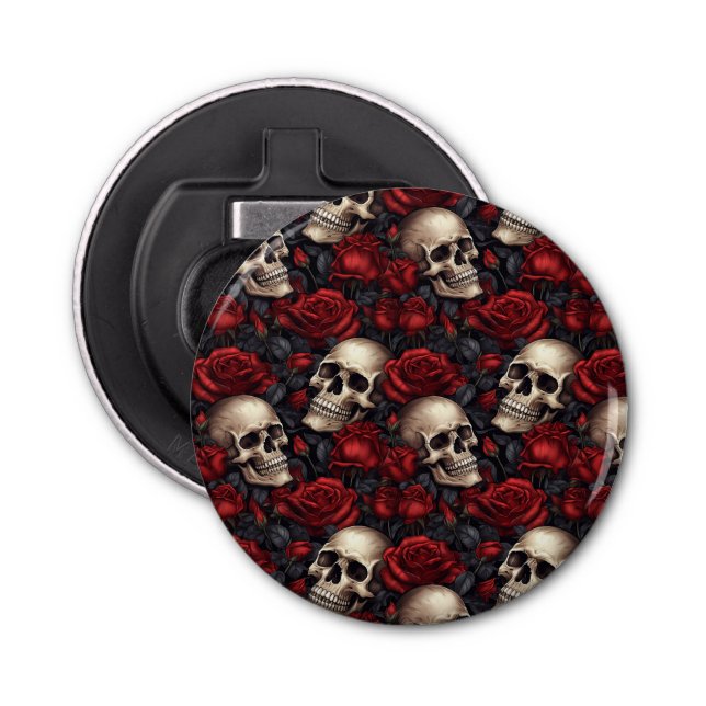 A Skull and Roses Series Design 10 Bottle Opener (Front)