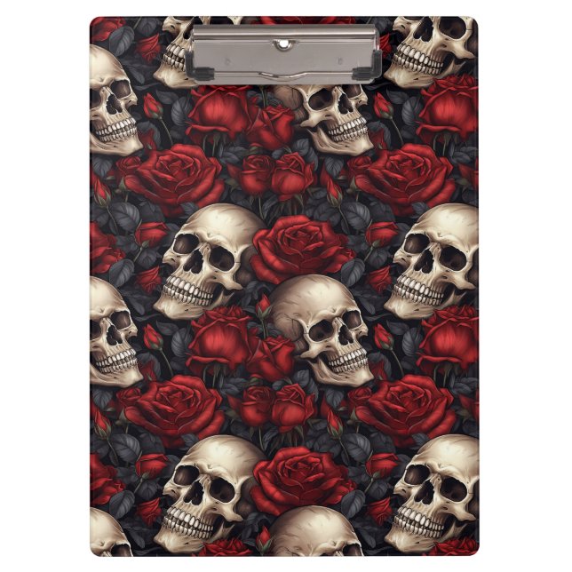 A Skull and Roses Series Design 10 Clipboard (Front)