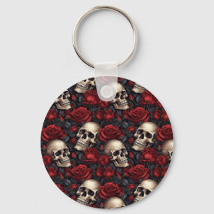 A Skull and Roses Series Design 10 Key Ring