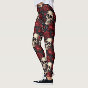 A Skull and Roses Series Design 10 Leggings