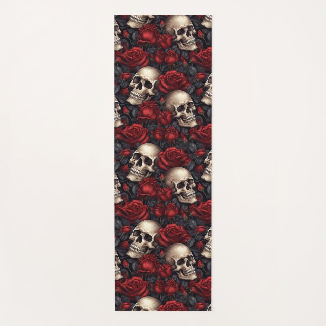 A Skull and Roses Series Design 10 Yoga Mat (Front)