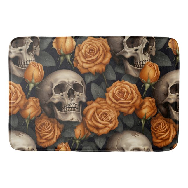 A Skull and Roses Series Design 11 Bath Mat (Front)