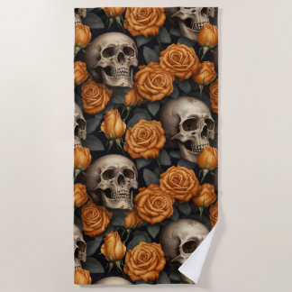 A Skull and Roses Series Design 11 Beach Towel