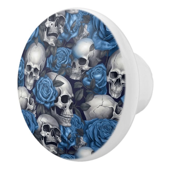 A Skull and Roses Series Design 12 Ceramic Knob (Right)